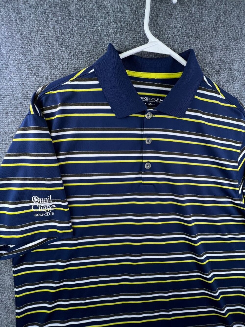 Nike Golf Dri-fit Short Sleeve Men Polo Shirt Blue Medium Quail Chase Golf Club
